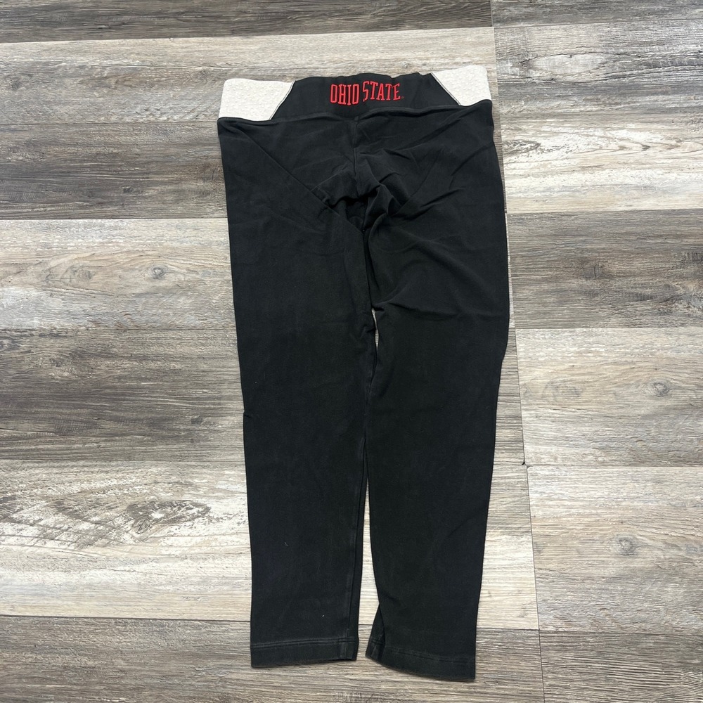 PINK Victorias Secret Black & Red OSU Ohio‎ State Womens L Bedazzled Yoga Pants